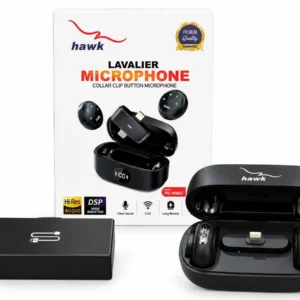 hawk wireless lavalier microphone with charging case.webp