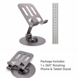 metal 360 rotating phone tablet stand with ruler.webp